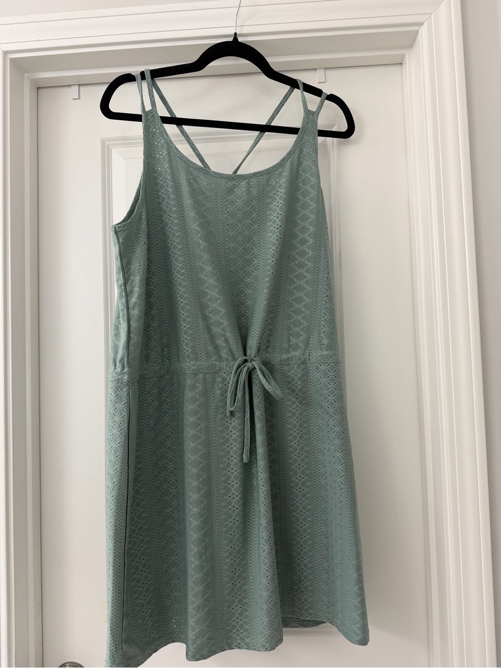 Sage Green Swim Cover-Up Dress with Drawstring Waist - Picture 3 of 5
